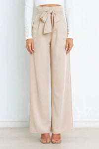 Pantalon élégant à taille haute avec nœud pour un look stylé