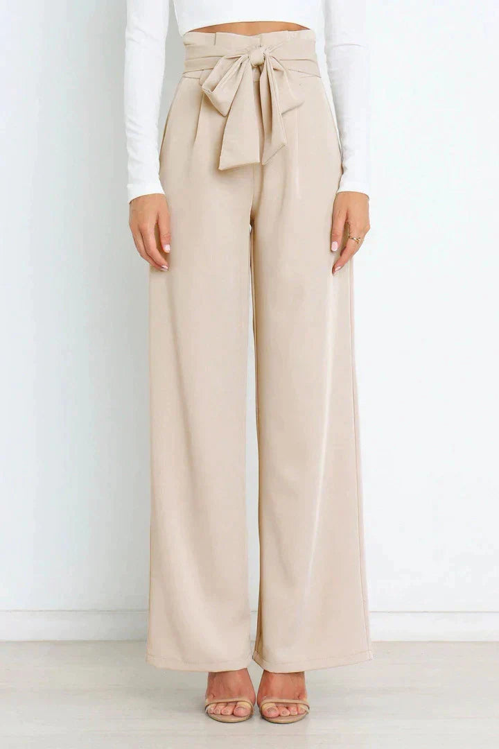 Pantalon élégant à taille haute avec nœud pour un look stylé