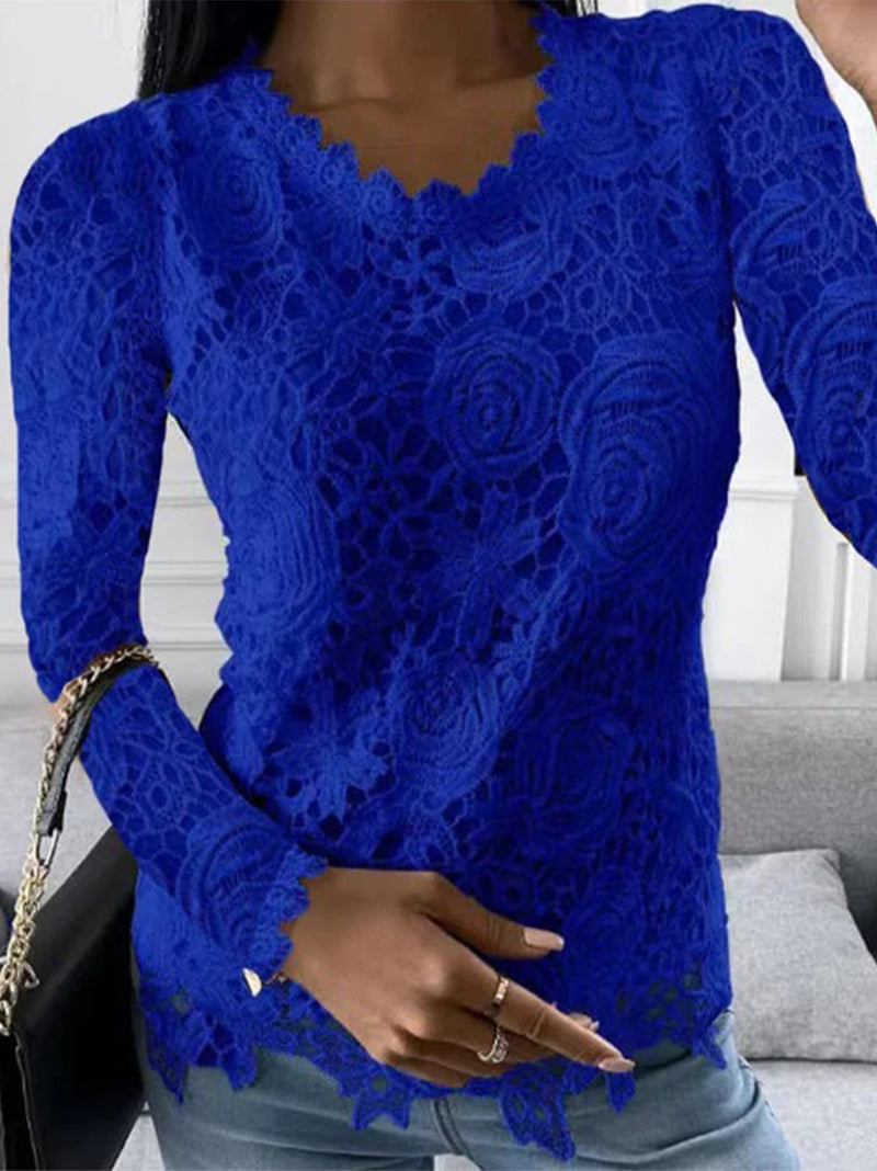 Elégant top en dentelle à imprimé floral pour femmes