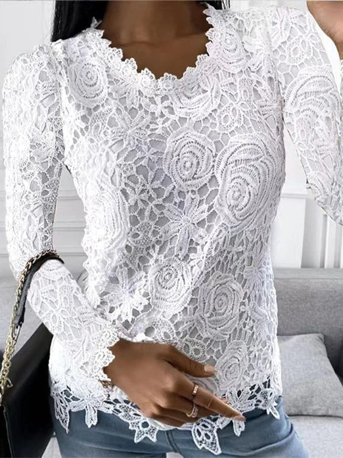 Elégant top en dentelle à imprimé floral pour femmes