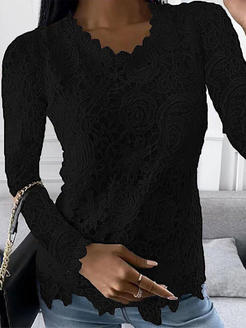 Elégant top en dentelle à imprimé floral pour femmes