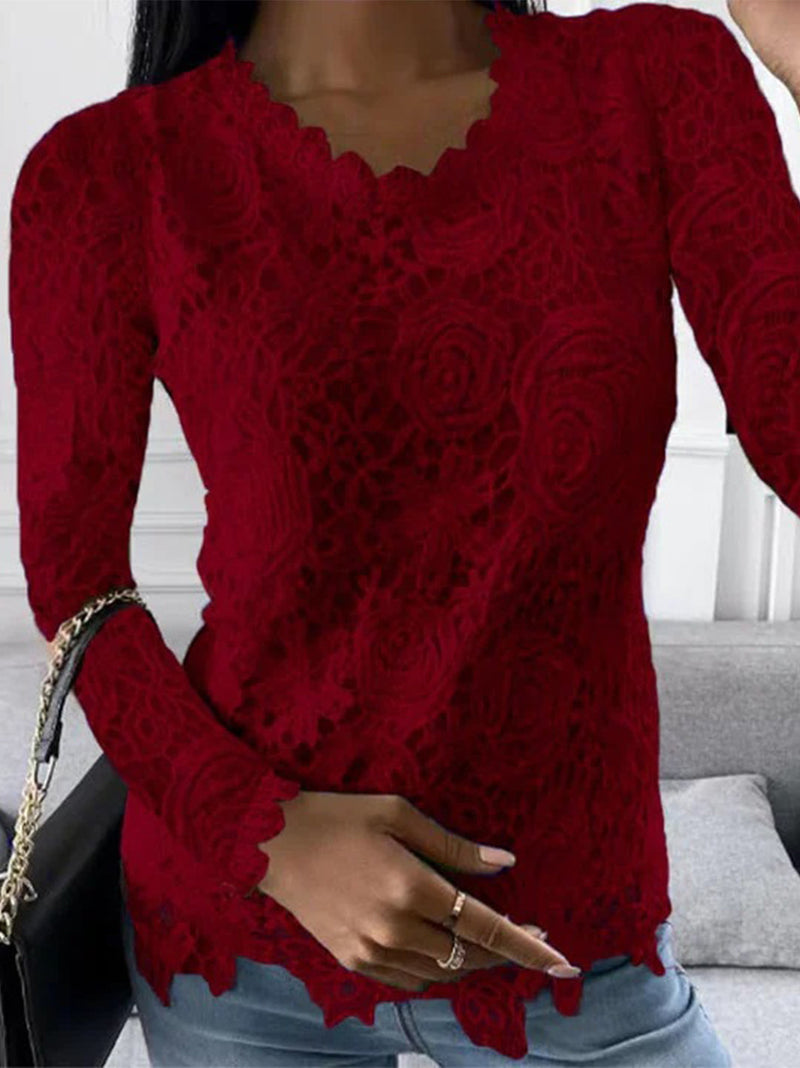 Elégant top en dentelle à imprimé floral pour femmes