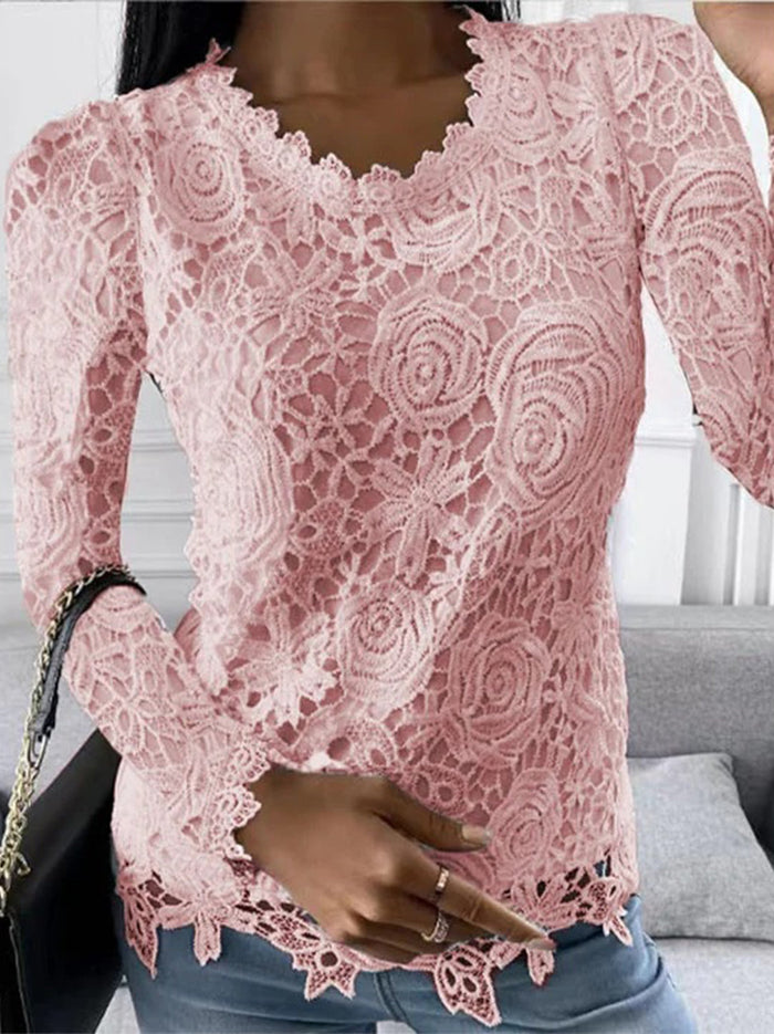 Elégant top en dentelle à imprimé floral pour femmes