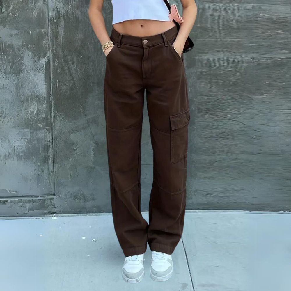 Pantalon cargo élégant à taille haute pour femmes, pour un confort ultime et une allure décontractée