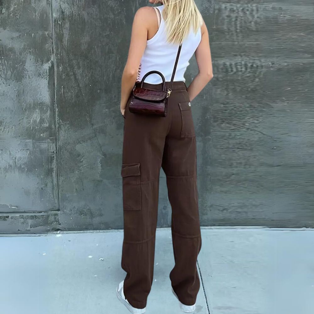 Pantalon cargo élégant à taille haute pour femmes, pour un confort ultime et une allure décontractée