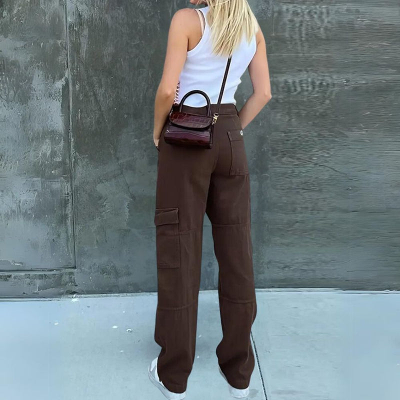 Pantalon cargo élégant à taille haute pour femmes, pour un confort ultime et une allure décontractée