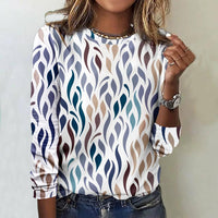 Top multicolore à bras longs pour dames - Parfait pour un style décontracté