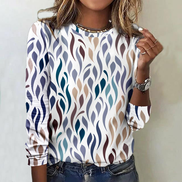 Top multicolore à bras longs pour dames - Parfait pour un style décontracté