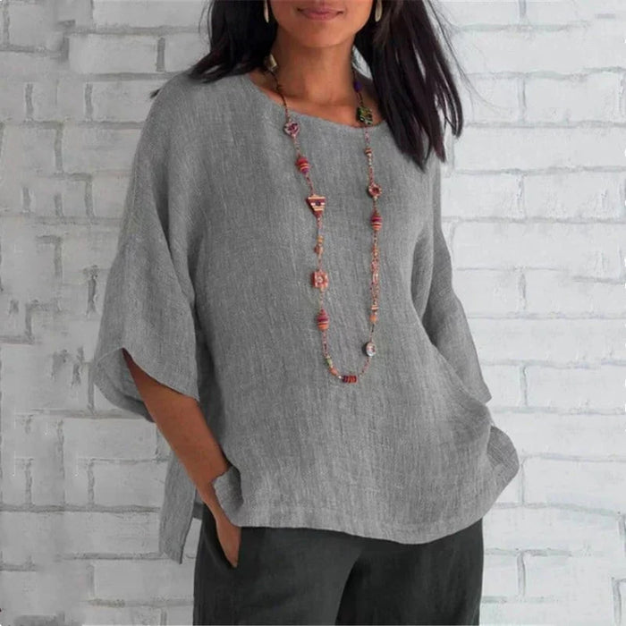 Elégant top en lin pour femme - blouse polyvalente pour un look décontracté, légère et merveilleusement confortable