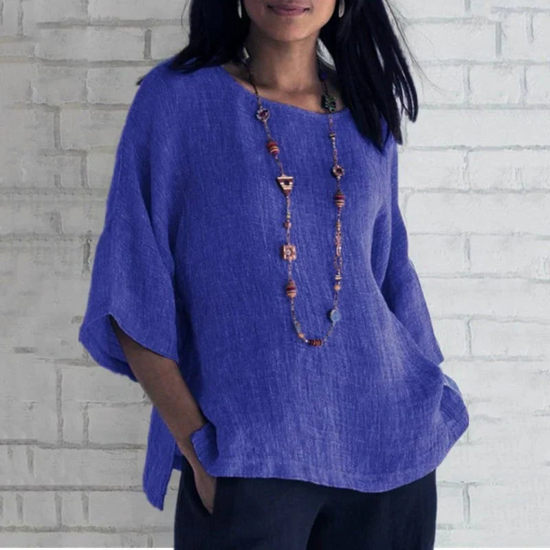 Elégant top en lin pour femme - blouse polyvalente pour un look décontracté, légère et merveilleusement confortable