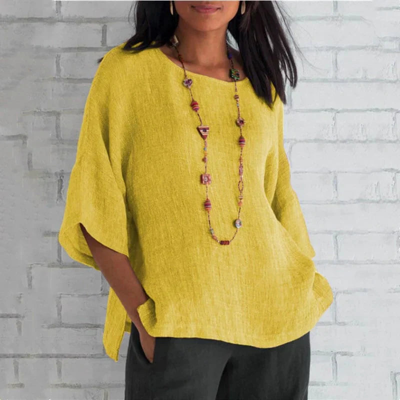 Elégant top en lin pour femme - blouse polyvalente pour un look décontracté, légère et merveilleusement confortable