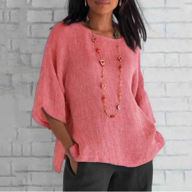 Elégant top en lin pour femme - blouse polyvalente pour un look décontracté, légère et merveilleusement confortable