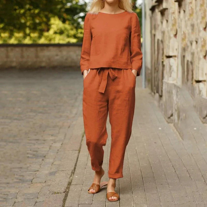 Ensemble élégant 2 pièces pour femmes, composé d'un haut et d'un pantalon confortables, pour une tenue décontractée des plus confortables