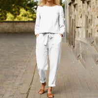 Ensemble élégant 2 pièces pour femmes, composé d'un haut et d'un pantalon confortables, pour une tenue décontractée des plus confortables