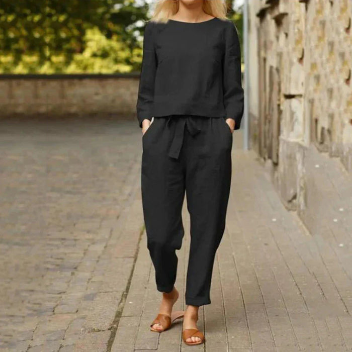 Ensemble élégant 2 pièces pour femmes, composé d'un haut et d'un pantalon confortables, pour une tenue décontractée des plus confortables
