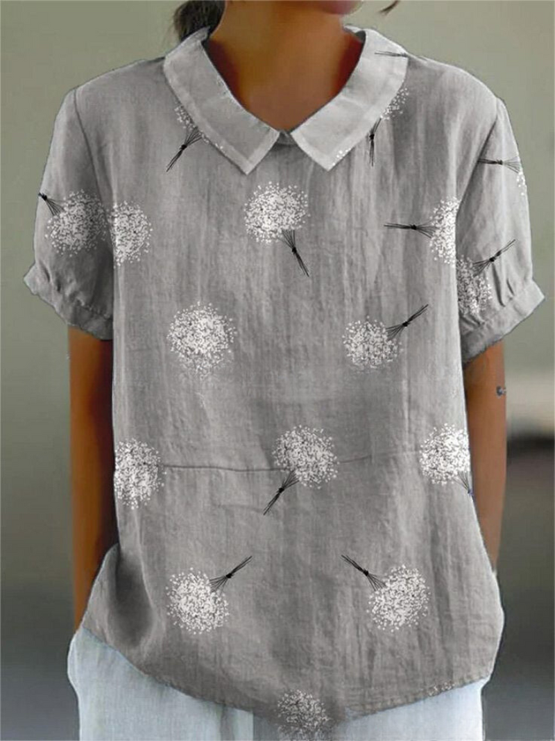 Elégant top pour femmes avec de belles broderies florales - manches courtes élégantes pour un look décontracté
