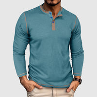 T-shirt classique vintage à manches longues en tricot gaufré pour hommes
