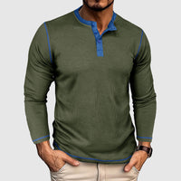 T-shirt classique vintage à manches longues en tricot gaufré pour hommes