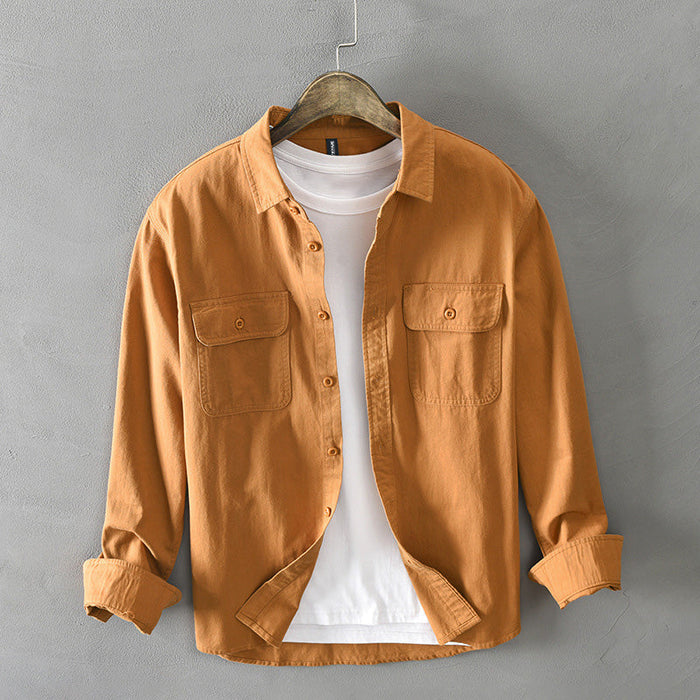 Chemise décontractée en coton à manches longues pour hommes