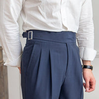 Gurkha Trousers for Men - Pantalon boutonné élégant à taille haute et à plis