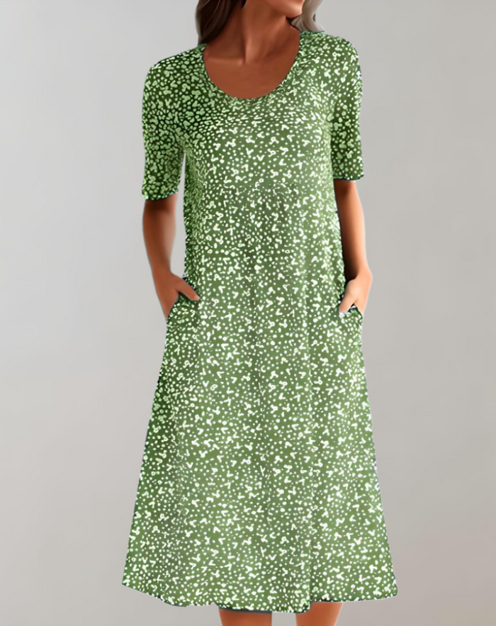 Robe d'été légère décontractée à manches courtes pour femmes avec col en V