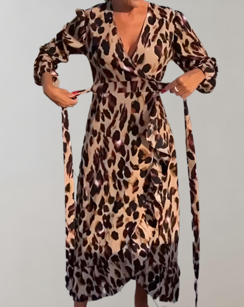 Vestito estivo casual con stampa leopardo per donna
