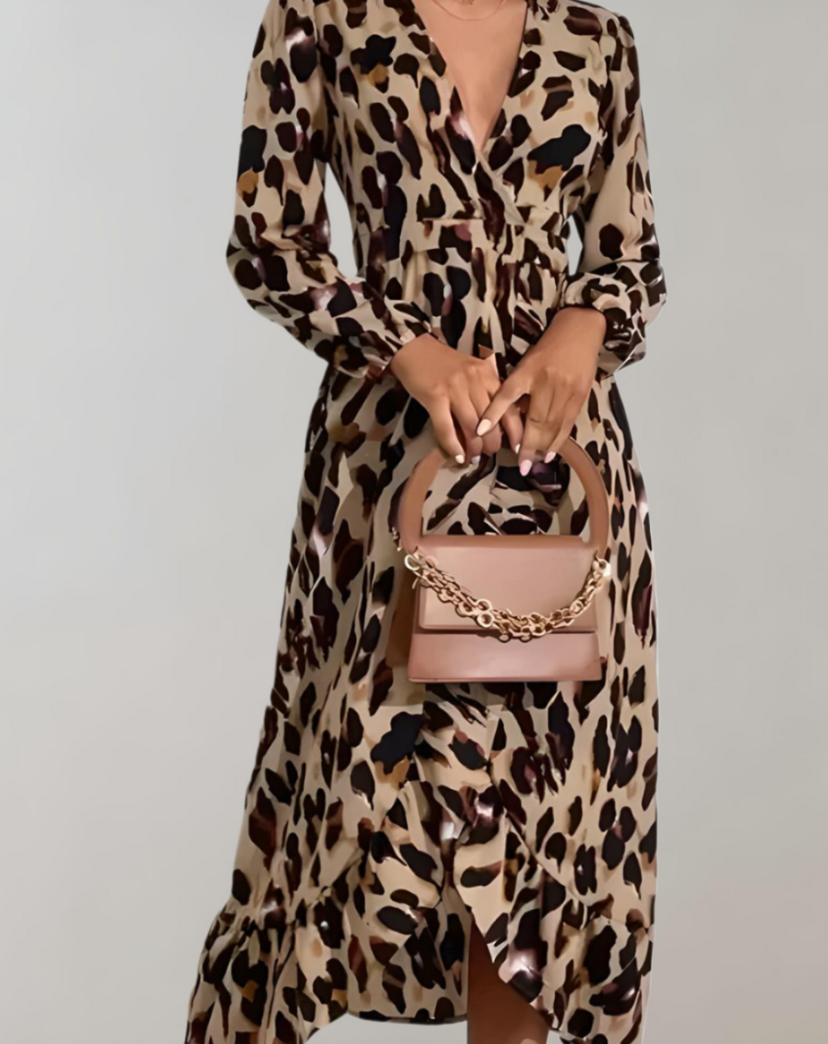 Vestito estivo casual con stampa leopardo per donna