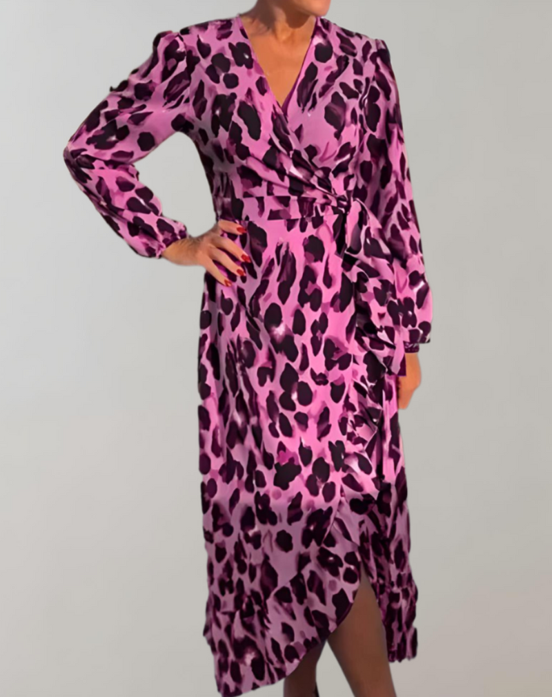 Vestito estivo casual con stampa leopardo per donna