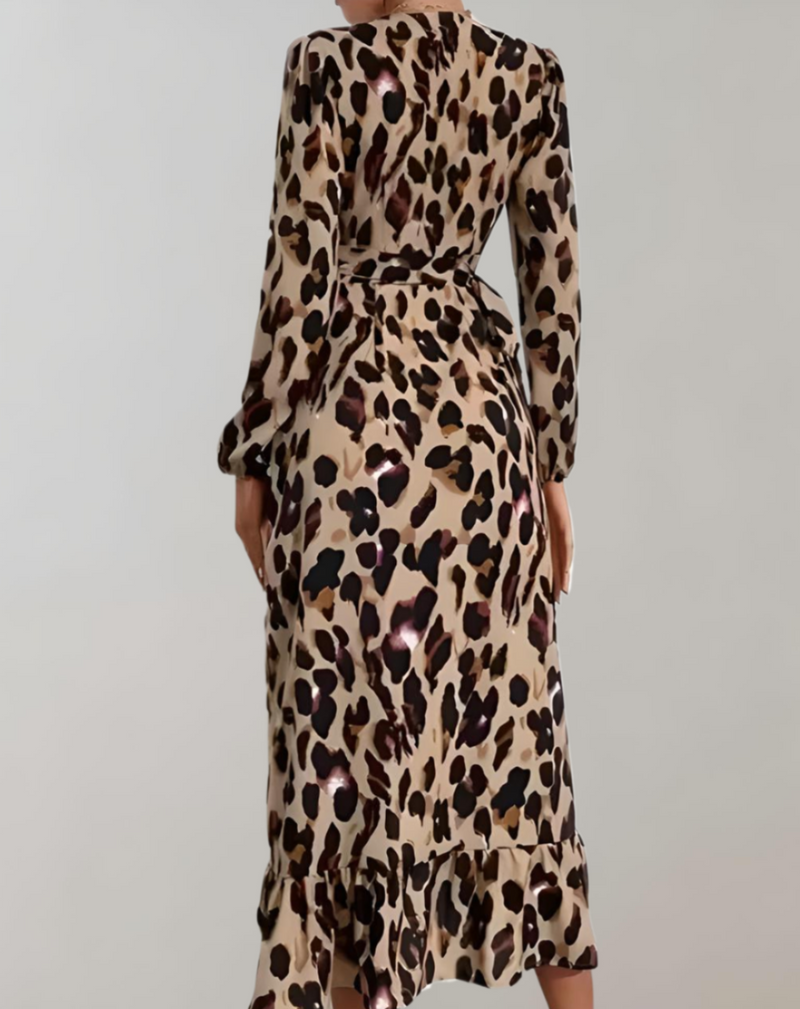 Vestito estivo casual con stampa leopardo per donna