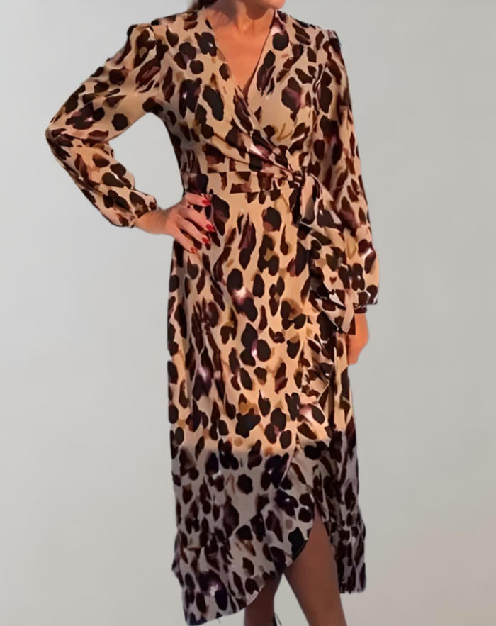Vestito estivo casual con stampa leopardo per donna