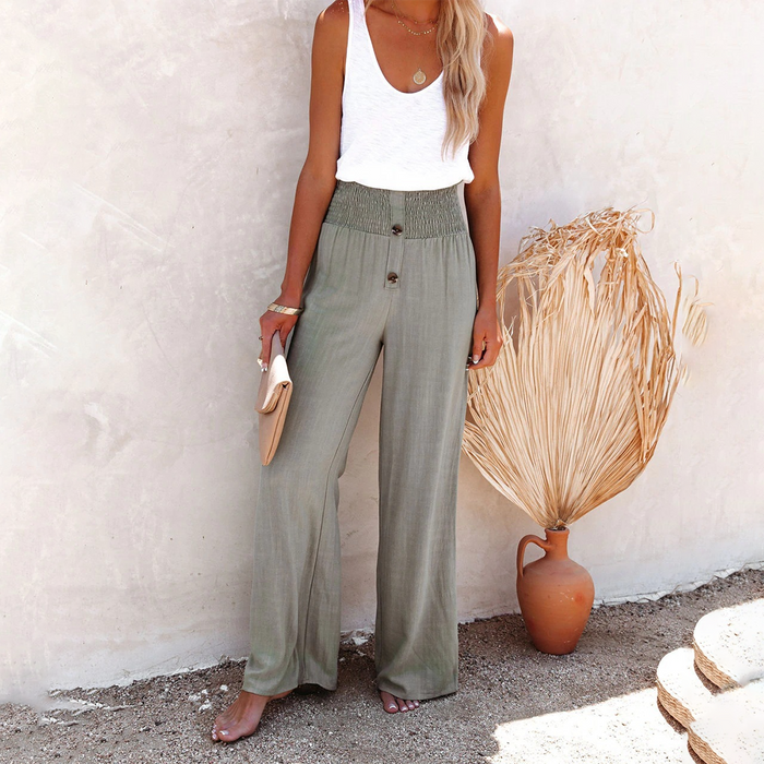 Pantalon tendance à taille haute et à jambe large pour les femmes, pour un look élégant et confortable