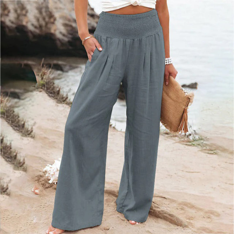Pantalon d'été à jambes larges pour femmes - Confort et élégance en noir