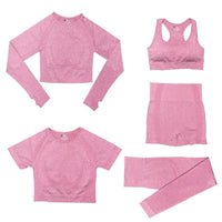 Ensemble de vêtements de sport pour femmes - Top 5 pièces et legging de sport avec taille haute pour une liberté de mouvement optimale