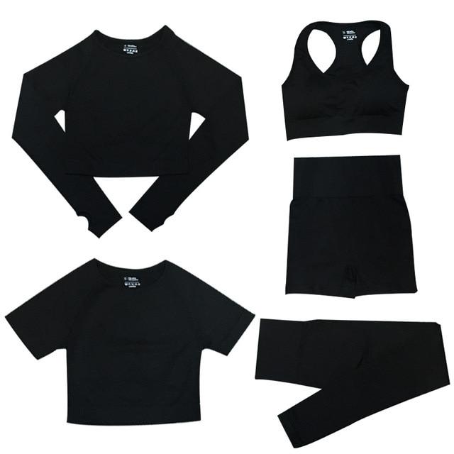 Ensemble de vêtements de sport pour femmes - Top 5 pièces et legging de sport avec taille haute pour une liberté de mouvement optimale