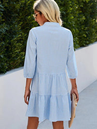 Elégante robe de plage à demi-manches et col en V pour femmes - Boutons en patchwork chic - Ella