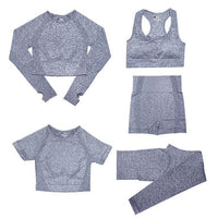 Ensemble de vêtements de sport pour femmes - Top 5 pièces et legging de sport avec taille haute pour une liberté de mouvement optimale