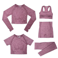 Ensemble de vêtements de sport pour femmes - Top 5 pièces et legging de sport avec taille haute pour une liberté de mouvement optimale