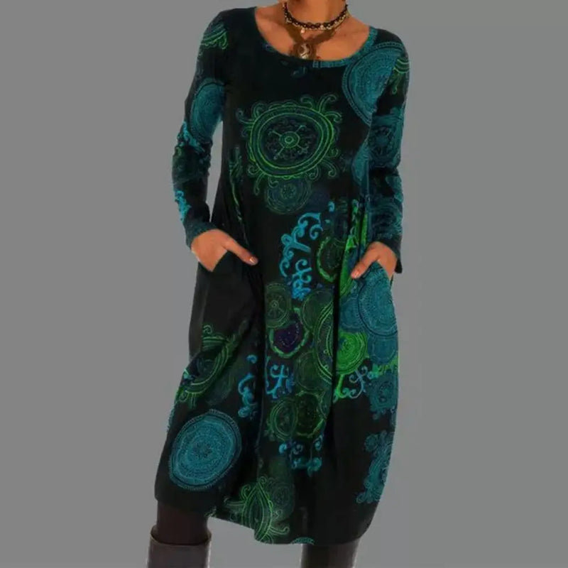 Robe Midi Écologique à Fleurs - Mélange de Coton Respirant, Indispensable toute l'année