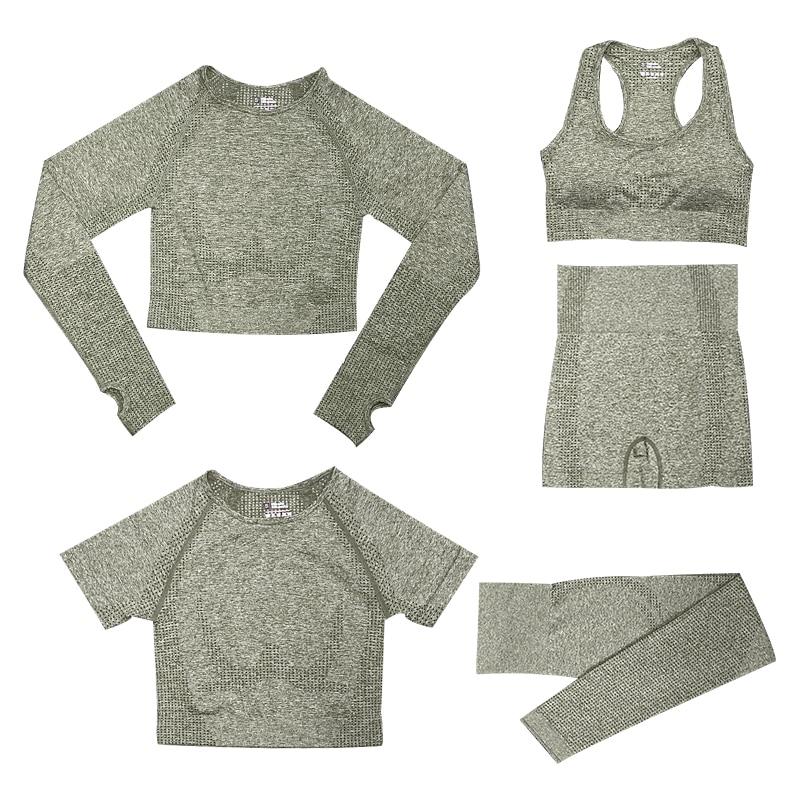 Ensemble de vêtements de sport pour femmes - Top 5 pièces et legging de sport avec taille haute pour une liberté de mouvement optimale