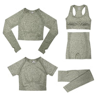 Ensemble de vêtements de sport pour femmes - Top 5 pièces et legging de sport avec taille haute pour une liberté de mouvement optimale