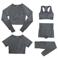 Ensemble de vêtements de sport pour femmes - Top 5 pièces et legging de sport avec taille haute pour une liberté de mouvement optimale