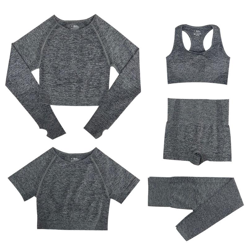 Ensemble de vêtements de sport pour femmes - Top 5 pièces et legging de sport avec taille haute pour une liberté de mouvement optimale