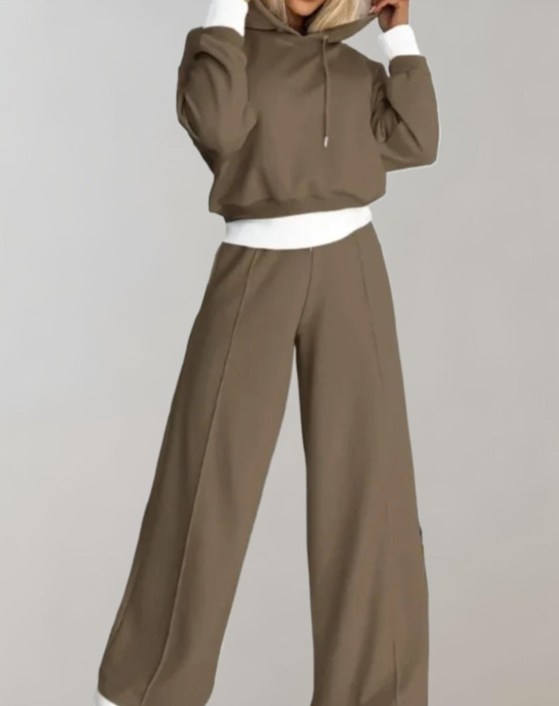 Nina | Ensemble 2 pièces confortable : sweat douillet avec capuche et pantalon large élégant