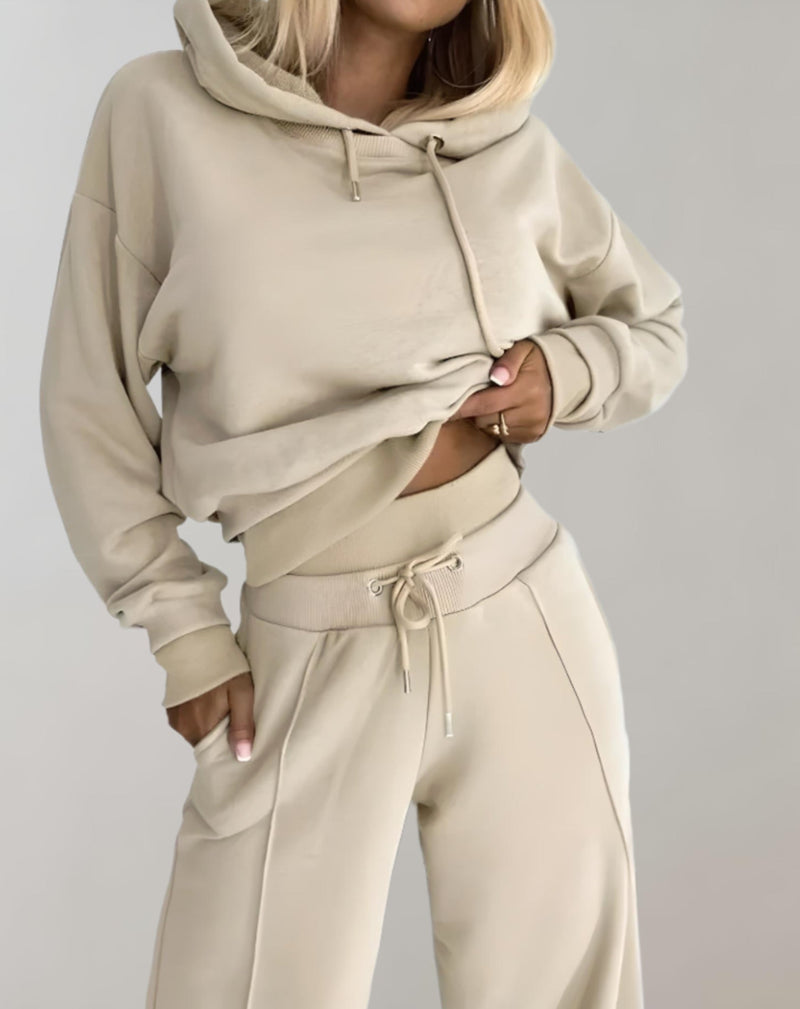 Nina | Ensemble 2 pièces confortable : sweat douillet avec capuche et pantalon large élégant
