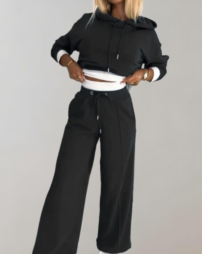 Nina | Ensemble 2 pièces confortable : sweat douillet avec capuche et pantalon large élégant