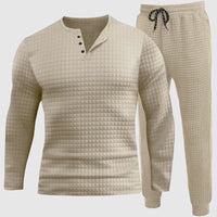 Set de camisole et de pantalon de manga larga pour homme, transpirable et confortable
