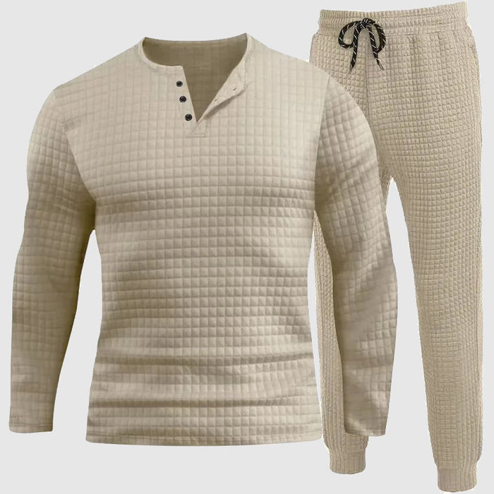 Set de camisole et de pantalon de manga larga pour homme, transpirable et confortable