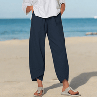 Pantalon en lin confortable et respirant - mode féminine élégante et polyvalente