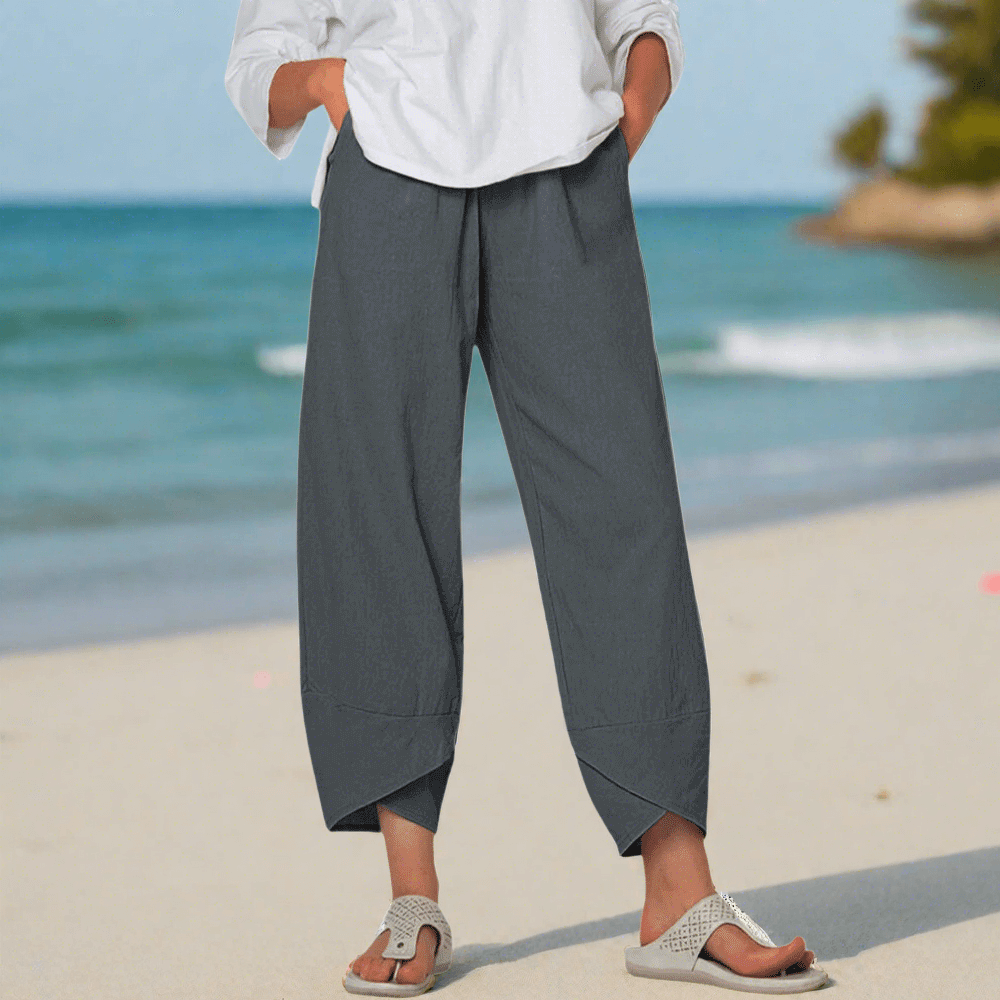Pantalon en lin confortable et respirant - mode féminine élégante et polyvalente