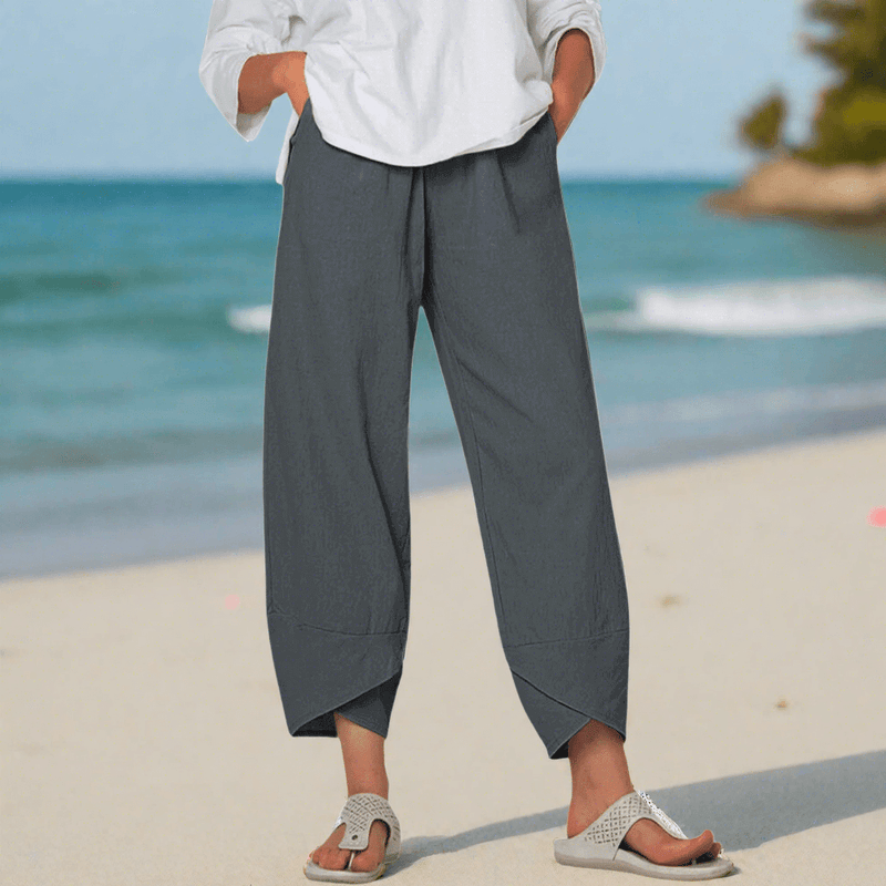 Pantalon en lin confortable et respirant - mode féminine élégante et polyvalente